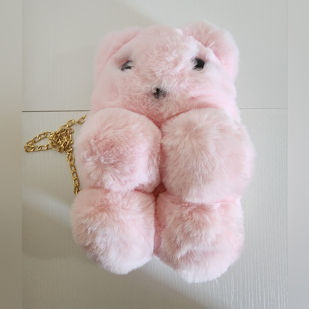 Cute Pink Plush Bear Bag